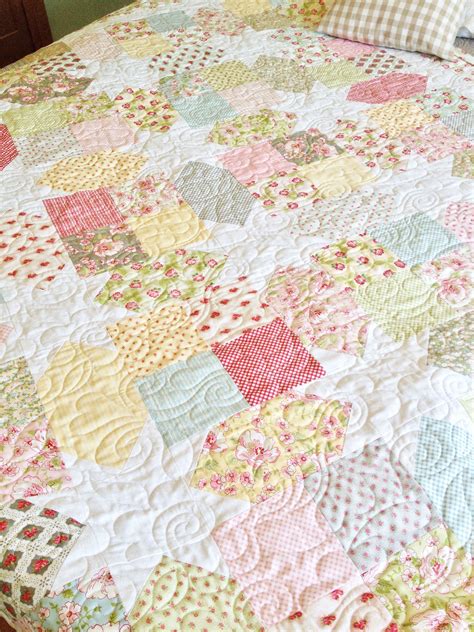 Full sized hidden stars quilt featuring "Ambleside" fabric by Brenda ...