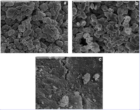 (a–c) Morphology of CaO surface (with a scale of 5 lm at: (a) room ...