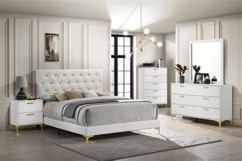 Kendall White Gold Bedroom Set Collection - Las Vegas Furniture Store ...