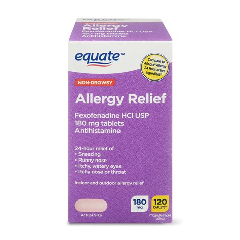 Equate Fexofenadine 180 mg Tablets, 120 Ct - Walmart.com