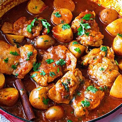 Spicy Braised Chicken with Potatoes - Moroccan - Veena Azmanov Kitchen