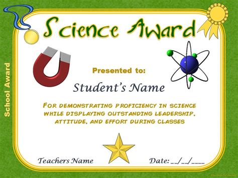 SCHOOL AWARDS- 24 Multi-Subject Certificates Science Certificates ...