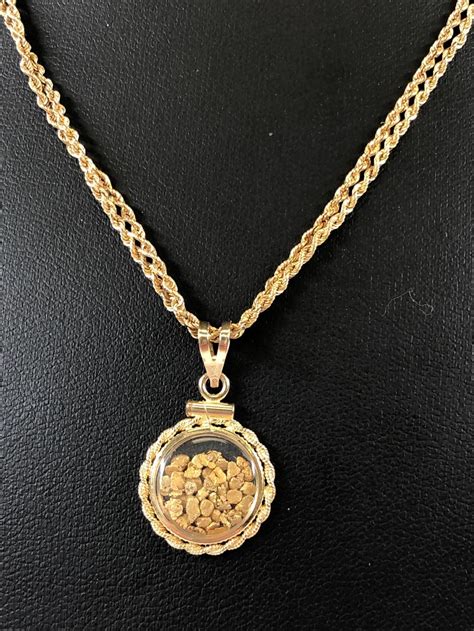 Lot - Gold Nugget Pendant 14K Gold Necklace