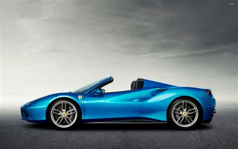 Blue Ferrari 488 Spider side view wallpaper - Car wallpapers - #51198