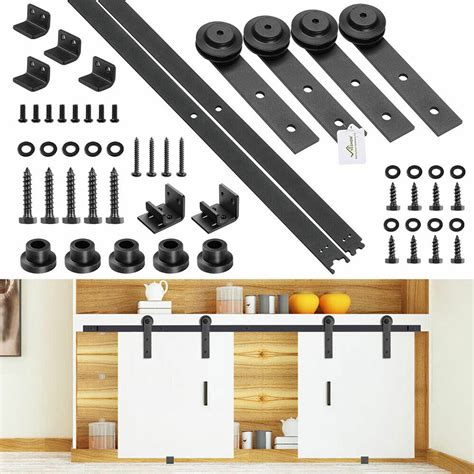 5 Ft. Mini Sliding Double Barn Door Hardware Roller Track Kit Cabinet ...