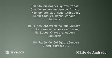 Poema Mario Andrade / Mário de andrade was born on october 9, 1893 in ...