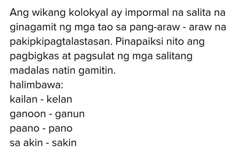 Mga Kolokyal Na Salita At Kahulugan Nito | Images and Photos finder