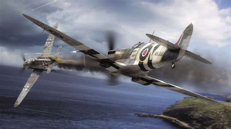 Spitfire Mk. LF IX Vs Bf-109 Cool Painting ・ popular.pics ・ Viewer for ...