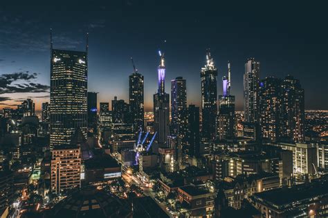 City skyline, Skyscrapers, Night, Buildings HD wallpaper | Wallpaper Flare