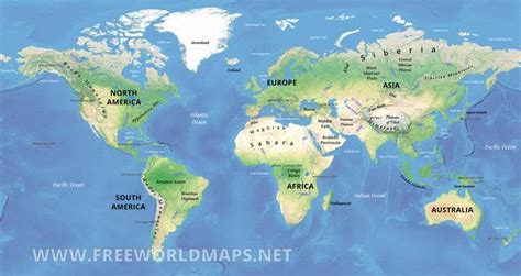 Physical World Maps, physical features of the world