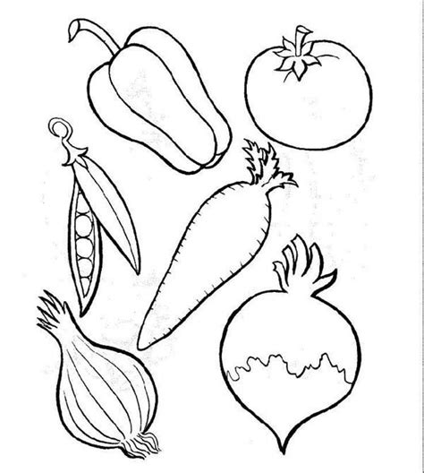 Fruits And Vegetables Drawing For Colouring – Thekidsworksheet