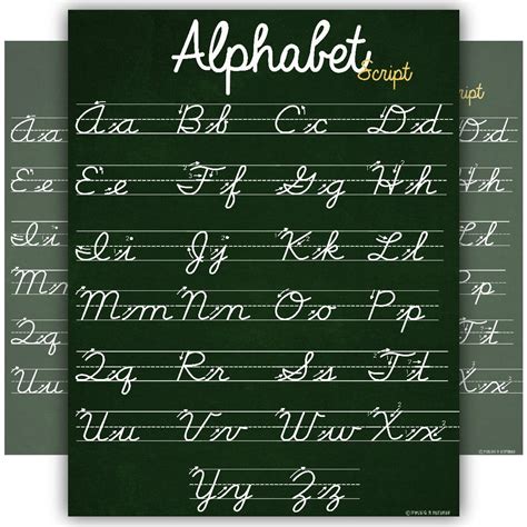 ABC Cursive Script Alphabet poster STANDARD SIZE chart LAMINATED ...