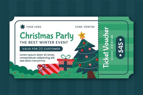 Free Vector | Flat christmas party ticket template