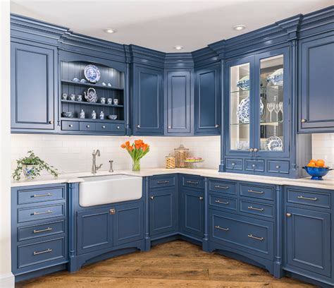 Blue English Country Kitchen in Connecticut - Traditional - Kitchen ...