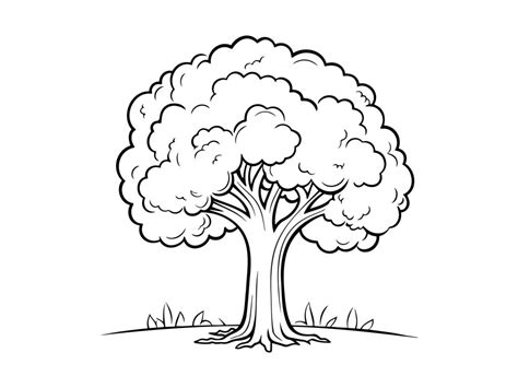 Vector Tree Outline Illustration - Pixcrafter