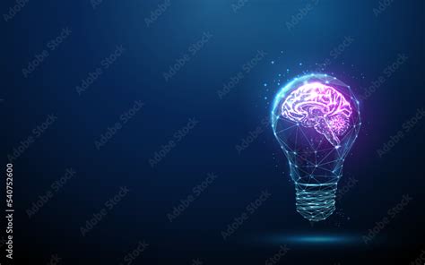 Abstract blue glowing light bulb with violet brains inside Stock Vector ...