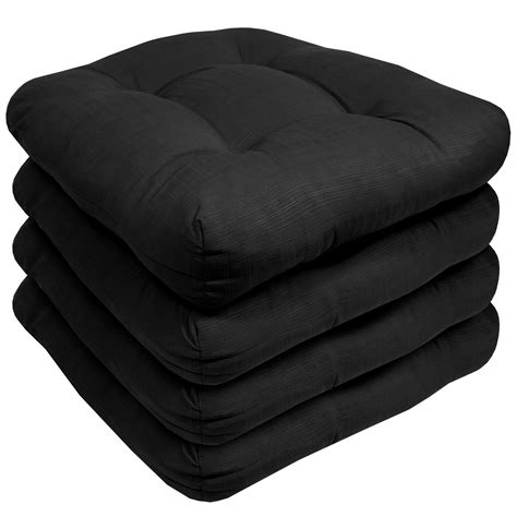 Sweet Home Collection 19" x 19" Black U-Shape Seat Pad Outdoor Seating ...