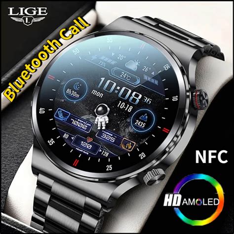 2023 LIGE New NFC Bluetooth Call Smart Watch Men Full Touch Screen ...