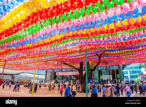 Colorful lantern decoration at Jogyesa Temple during the Lotus Lantern ...