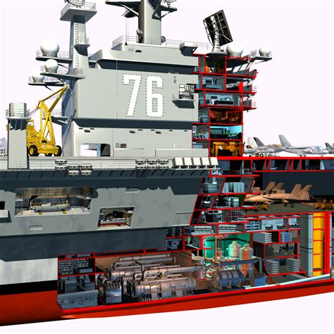 uss reagan cutaway aircraft carrier 3d obj