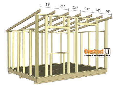 10x12 Lean To Shed Plans - Construct101 | Shed design, Wood shed plans ...