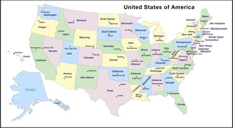 Us Map with States and Capitals Us state capitals -- by population ...