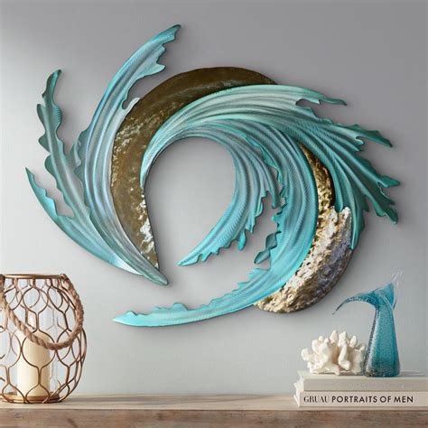 Sand and Sea 36" Wide Metal Wall Art | Wall sculpture art, Abstract ...