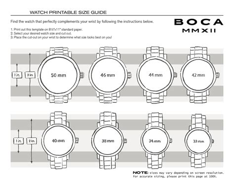 Printable Watch Band Size Chart - Printable World Holiday