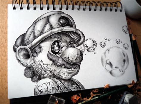 Distroy, Creepy Graphite Drawings of Popular Cartoon & Video Game ...