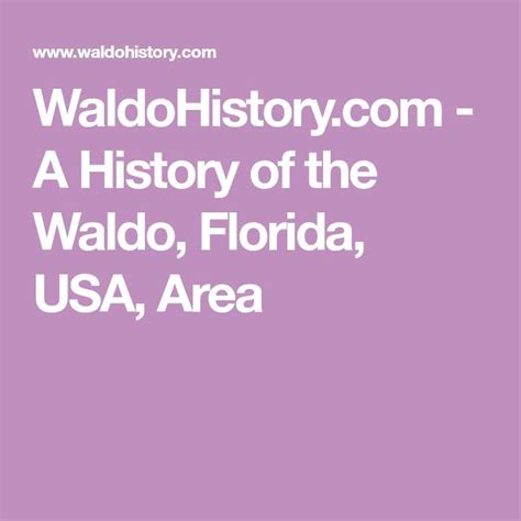 WaldoHistory.com - A History of the Waldo, Florida, USA, Area | Marion ...