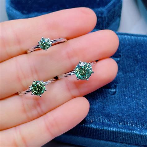 Green Moissanite Ring Dainty Moissanite Jewelry Brilliant | Etsy