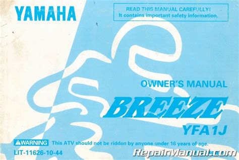 Used 1997 Yamaha YFA1J Breeze ATV Owners Manual