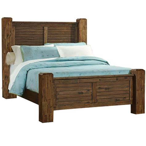 Wooden California King Size Bed with Louvered Headboard and Footboard ...