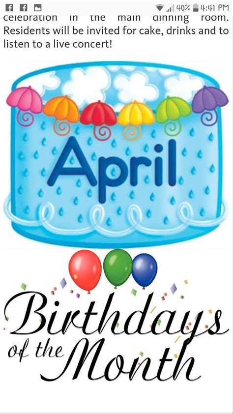 April Birthday Cake Clip Art