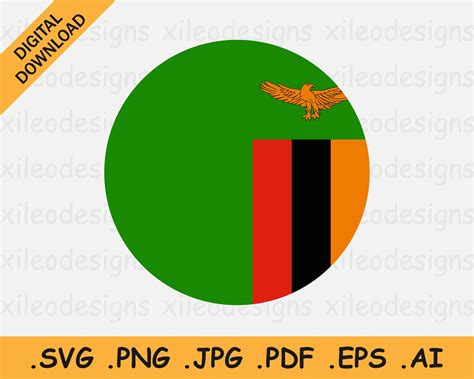 Zambia Round Flag SVG Zambian Circular Banner Country - Etsy