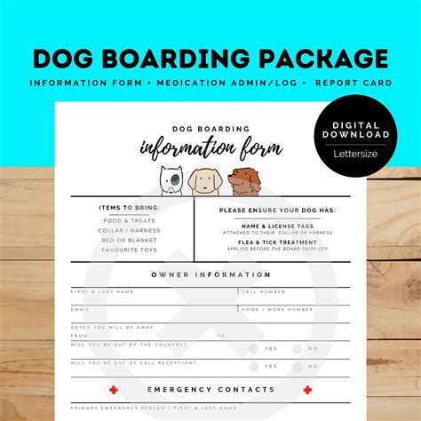 Dog Boarding Form Package Dog Care Forms Dog Care Template | Etsy UK