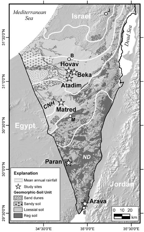 Map of the Negev Desert in southern Israel showing location of study ...