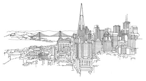 San Francisco Skyline Sketch at PaintingValley.com | Explore collection ...