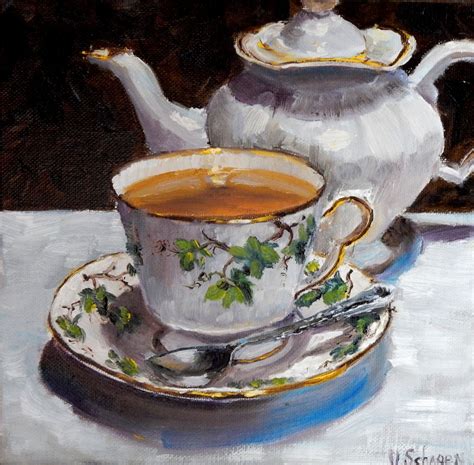 Tea cup and pot. still life by Vita Schagen | Artfinder