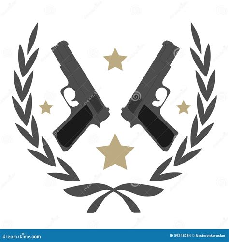 Pistol Emblem Stock Vector - Image: 59248384