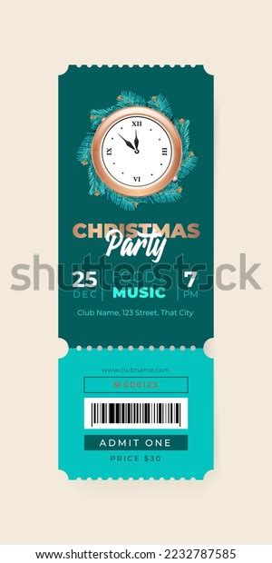 Christmas Party Ticket Template Illustration Gold Stock Vector (Royalty ...