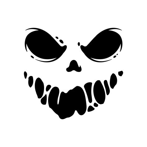 Scary Ghost Horror Face Silhouette Vector For Carving On Halloween ...