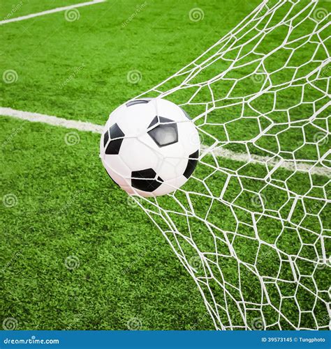 Soccer ball in goal net stock image. Image of leisure - 39573145