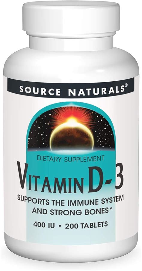 Amazon.com: Source Naturals Vitamin D-3 400 IU 200 tablets : Health ...