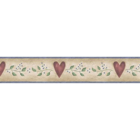 Brewster Wallcovering 4-1/2" Country Heart Prepasted Wallpaper Border ...