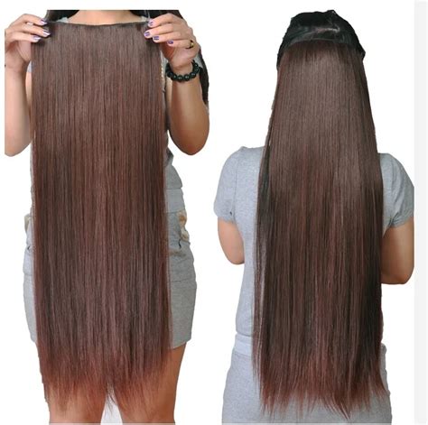 Clip in Hair Extension Cheap Long Straight Synthetic Ponytail Hair ...