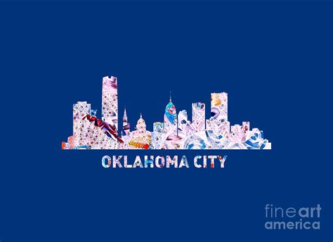 Oklahoma City Skyline On Blue Digital Art by Elisabeth Lucas - Fine Art ...