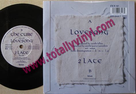 Totally Vinyl Records || Cure, The - Love song / Late 7 inch Picture Cover