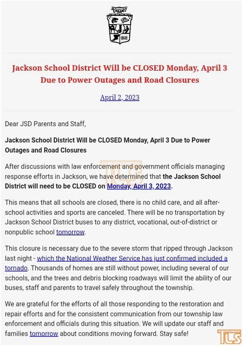 The Jackson School District Will be Closed Monday Due to Power Outages ...