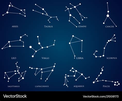 Set of zodiac constellations Royalty Free Vector Image